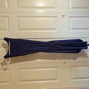 Tahari hi/low midi hem blue dress